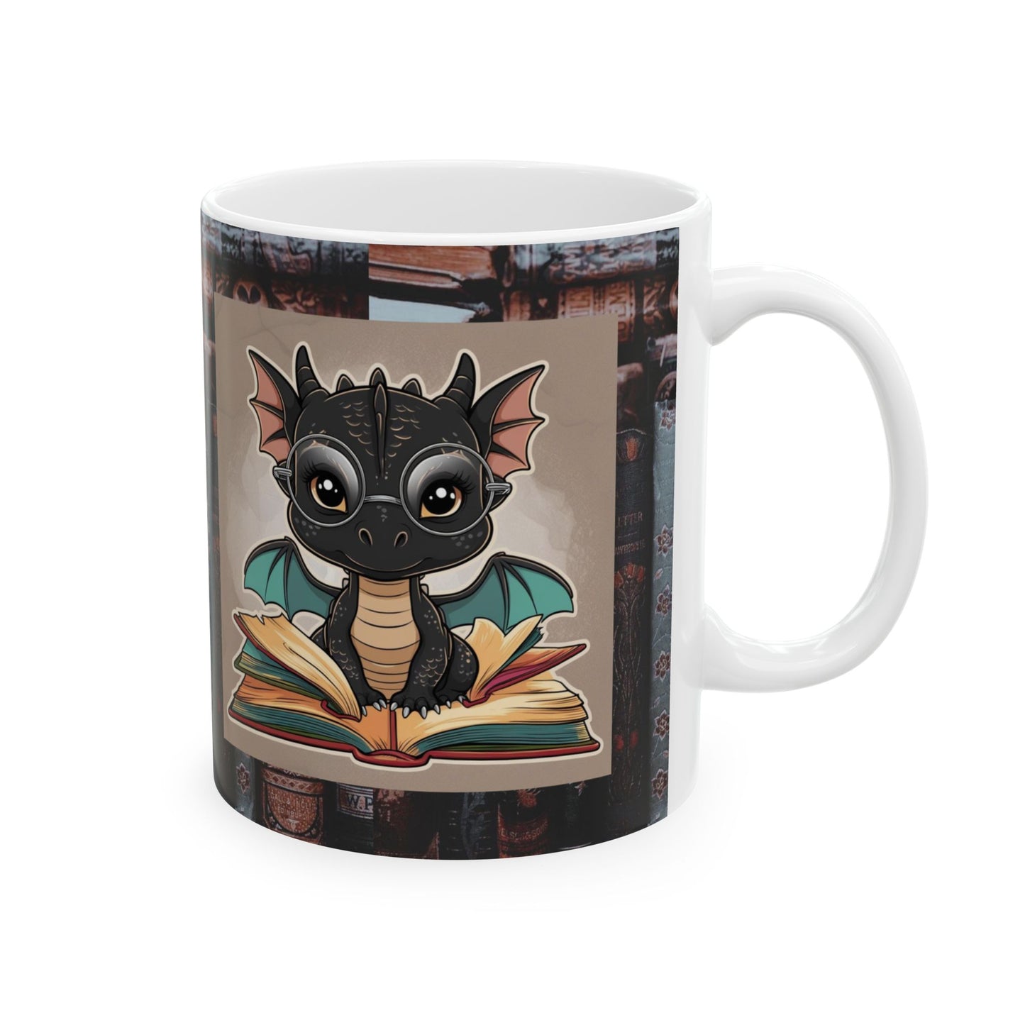 Book Lover Dragon Ceramic Mug