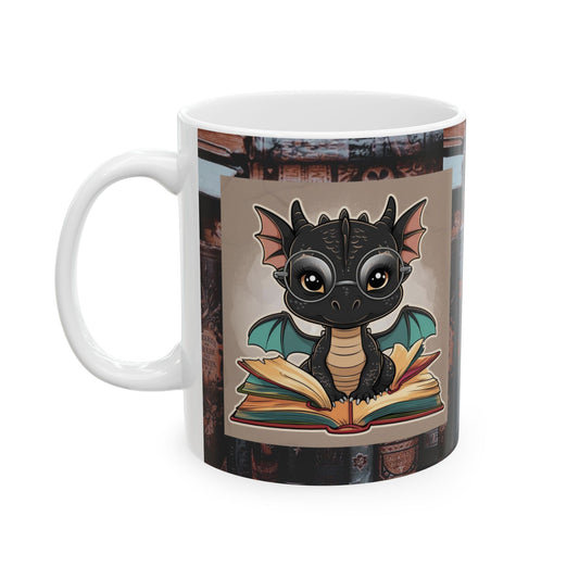 Book Lover Dragon Ceramic Mug