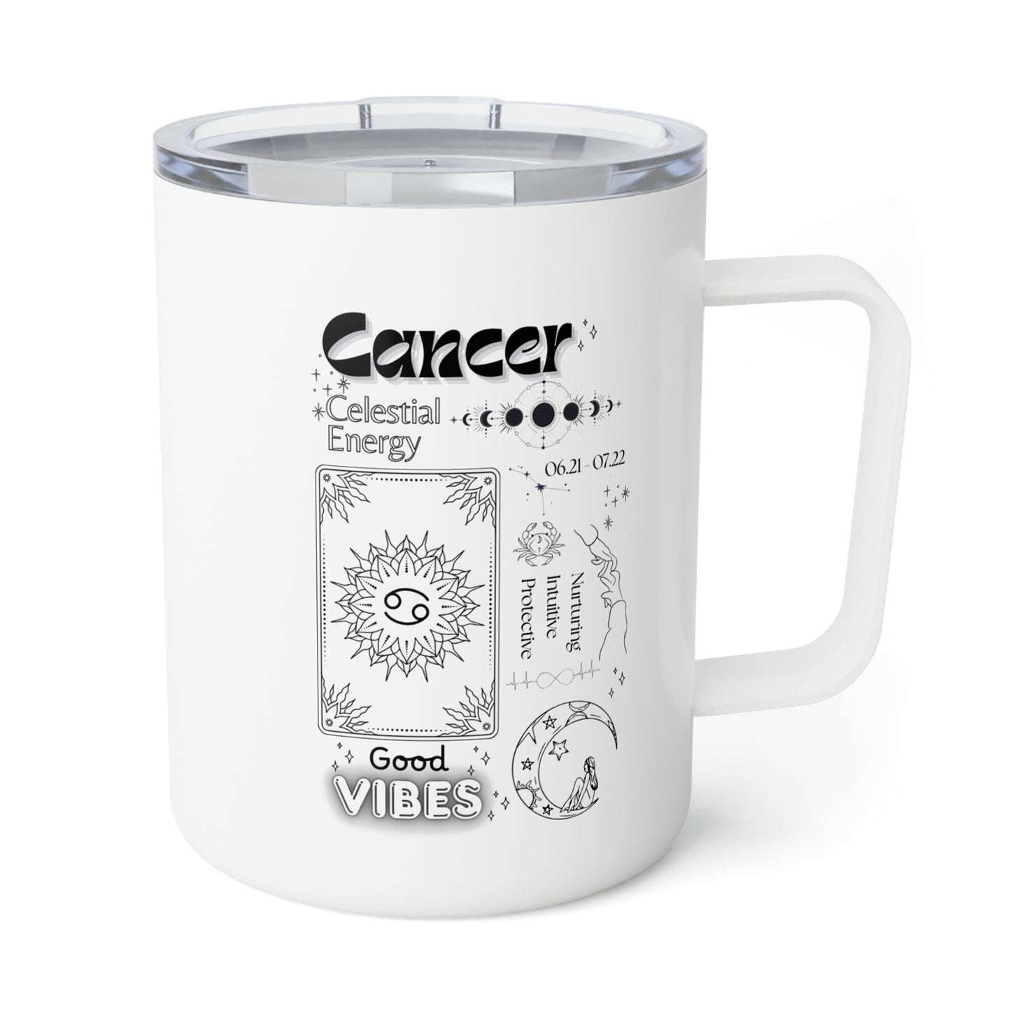 Insulated Coffee Mug Cancer Zodiac, Perfect Gift for Coffee Lovers, Ideal for Camping, Travel, Home, and Office, Unique Insulated Cup